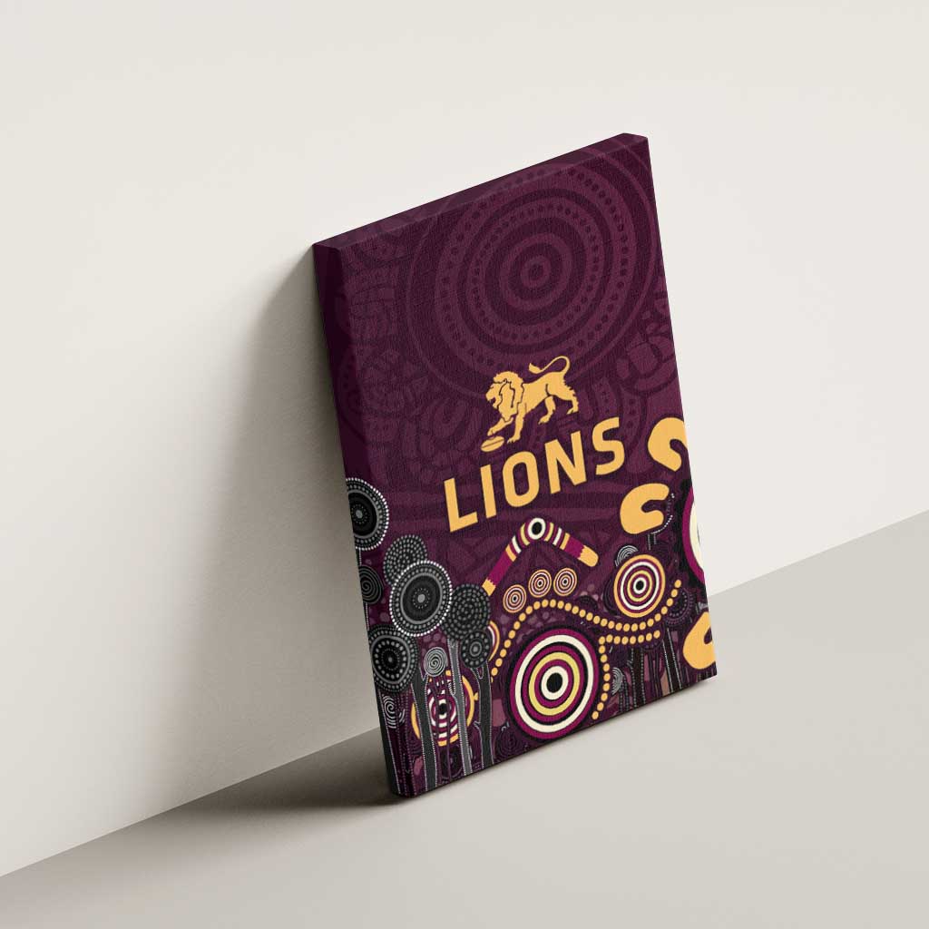 Brisbane Lions Football Canvas Wall Art Aboriginal Dot and Spiral Art