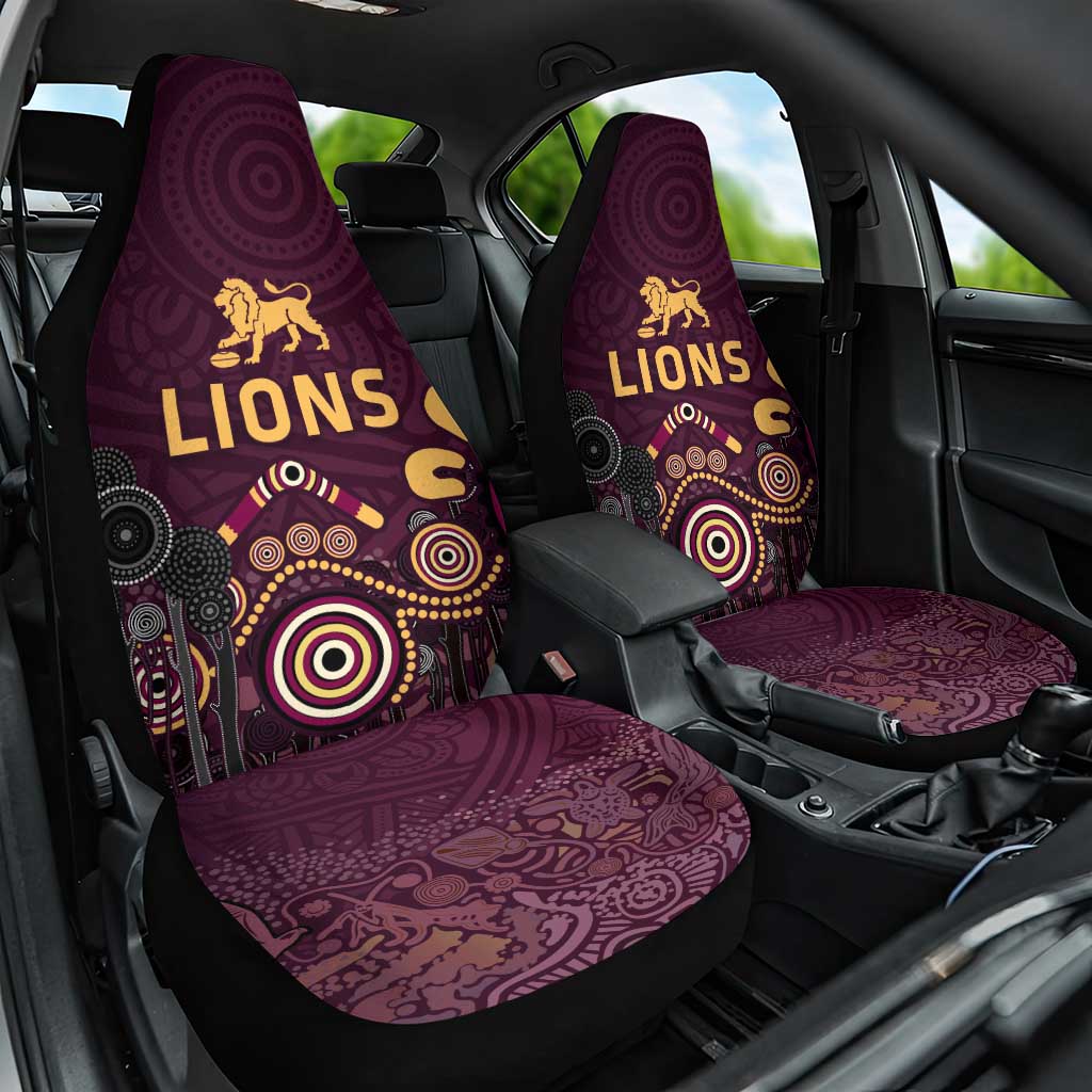 Brisbane Lions Football Car Seat Cover Aboriginal Dot and Spiral Art
