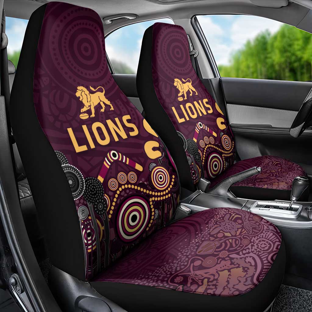 Brisbane Lions Football Car Seat Cover Aboriginal Dot and Spiral Art