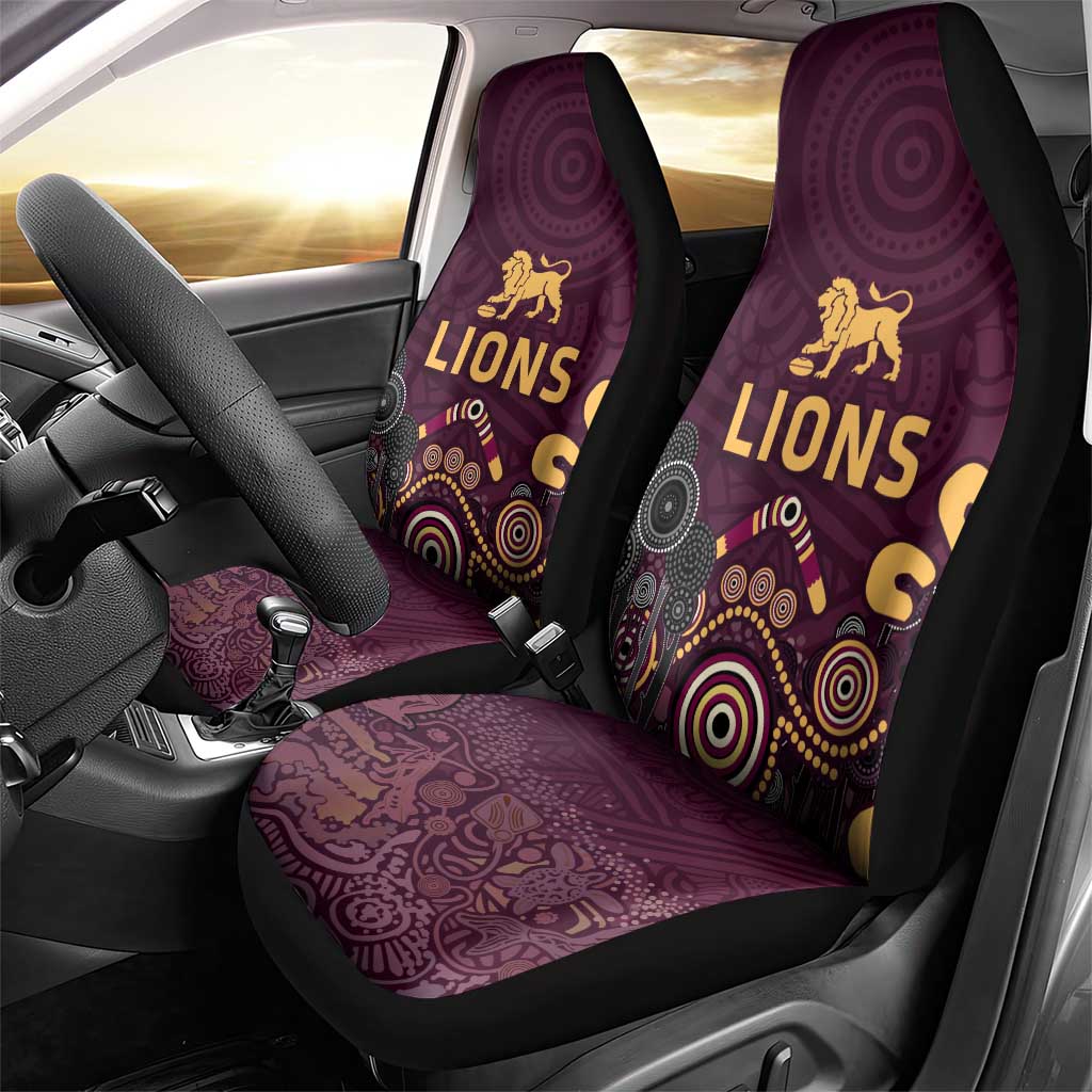 Brisbane Lions Football Car Seat Cover Aboriginal Dot and Spiral Art