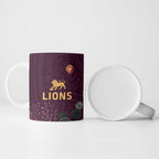 Brisbane Lions Football Ceramic Mug Aboriginal Dot and Spiral Art