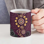 Brisbane Lions Football Ceramic Mug Aboriginal Dot and Spiral Art