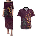 Brisbane Lions Football Couples Matching Puletasi and Hawaiian Shirt Aboriginal Dot and Spiral Art