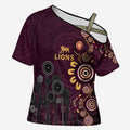 Brisbane Lions Football Cross Shoulder Shirt Aboriginal Dot and Spiral Art