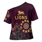 Brisbane Lions Football Cross Shoulder Shirt Aboriginal Dot and Spiral Art