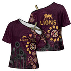 Brisbane Lions Football Cross Shoulder Shirt Aboriginal Dot and Spiral Art
