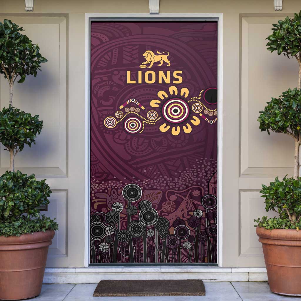 Brisbane Lions Football Door Cover Aboriginal Dot and Spiral Art