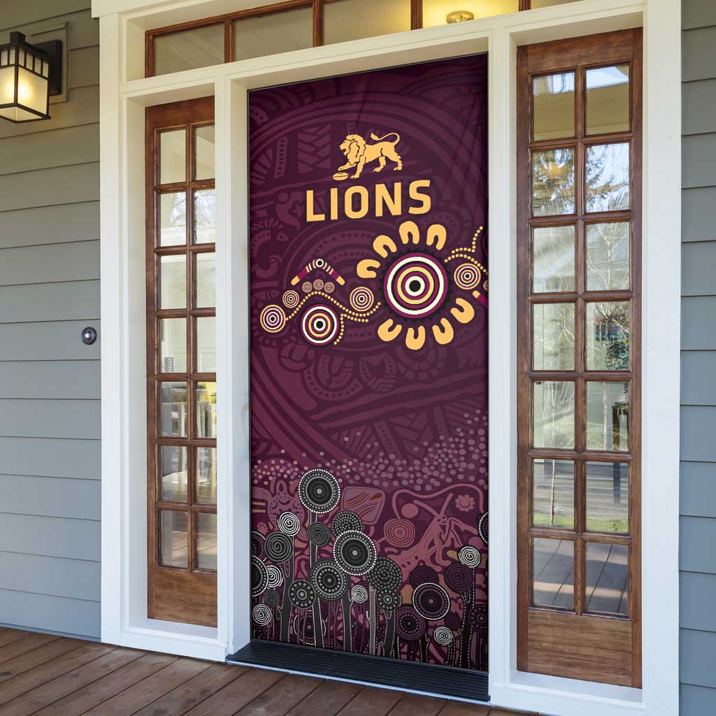 Brisbane Lions Football Door Cover Aboriginal Dot and Spiral Art