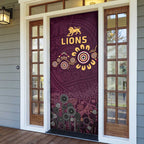 Brisbane Lions Football Door Cover Aboriginal Dot and Spiral Art