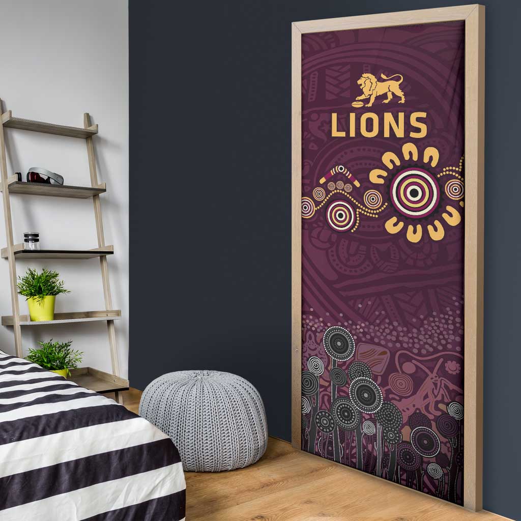 Brisbane Lions Football Door Cover Aboriginal Dot and Spiral Art