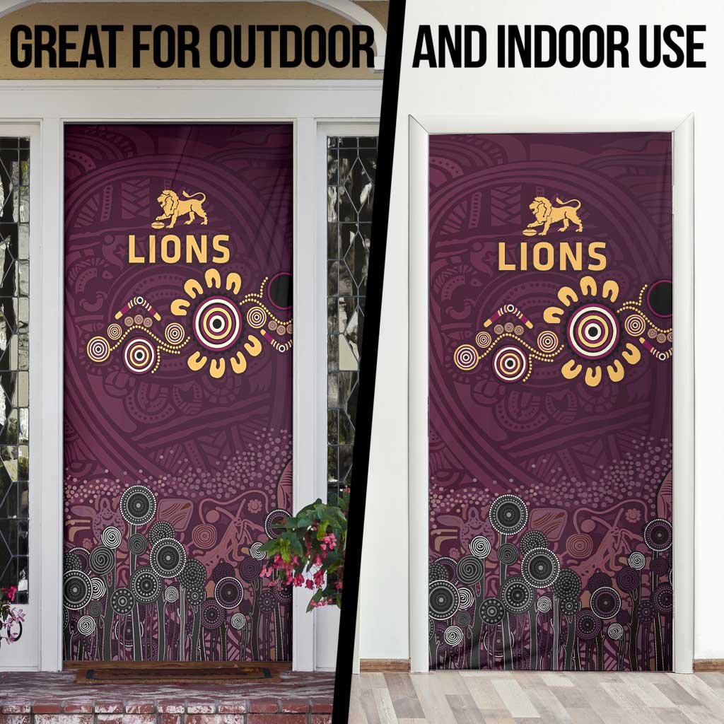 Brisbane Lions Football Door Cover Aboriginal Dot and Spiral Art