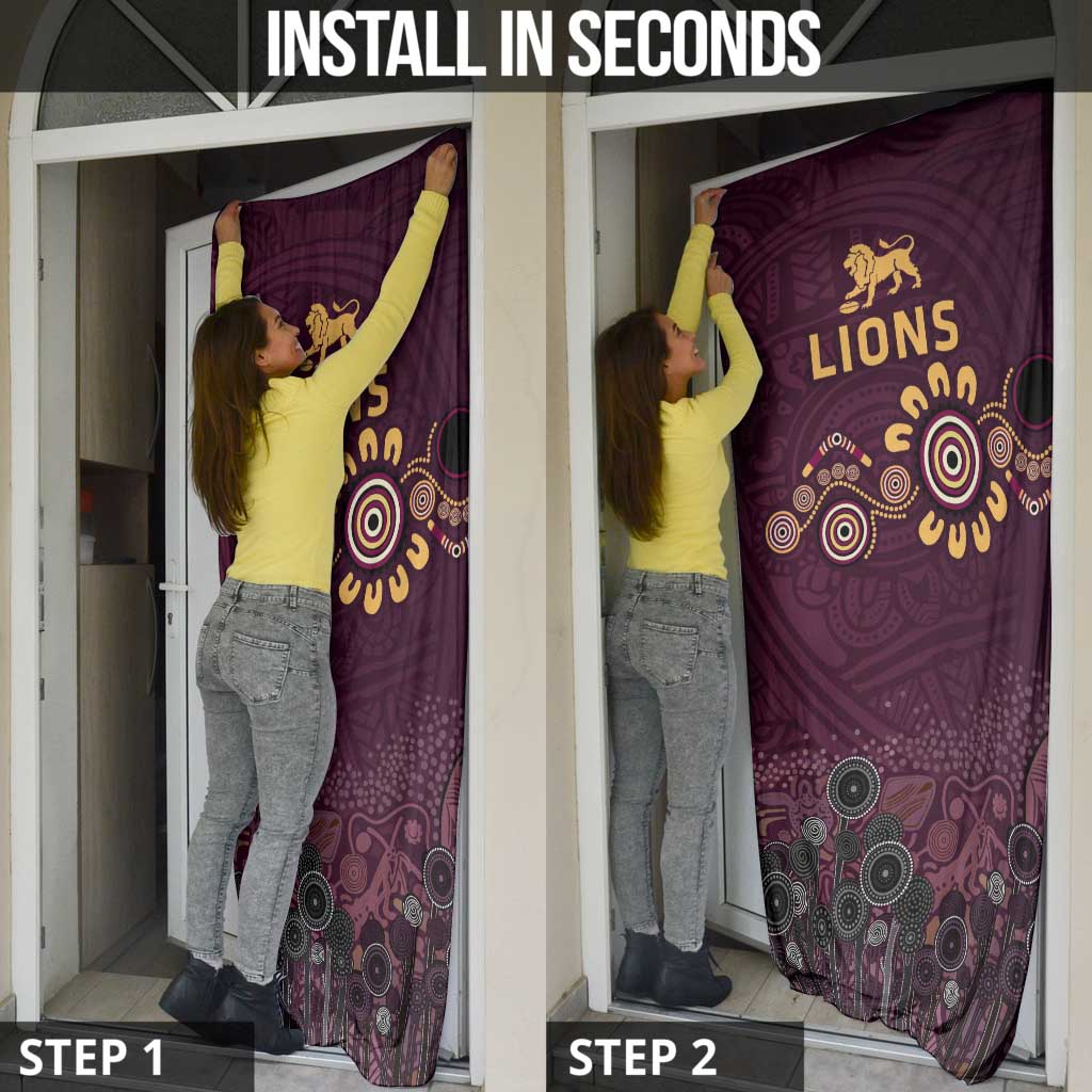 Brisbane Lions Football Door Cover Aboriginal Dot and Spiral Art