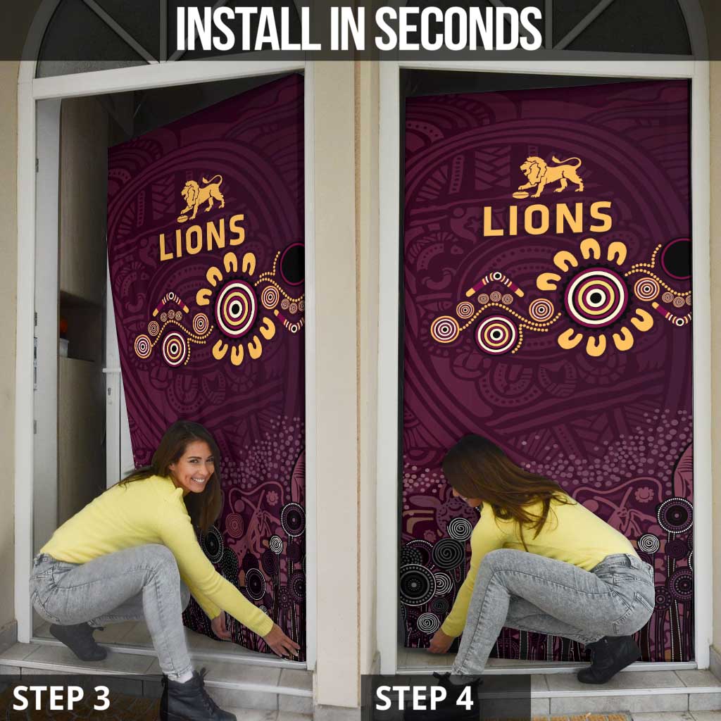 Brisbane Lions Football Door Cover Aboriginal Dot and Spiral Art