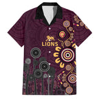 Brisbane Lions Football Family Matching Off Shoulder Maxi Dress and Hawaiian Shirt Aboriginal Dot and Spiral Art