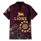 Brisbane Lions Football Family Matching Off Shoulder Maxi Dress and Hawaiian Shirt Aboriginal Dot and Spiral Art