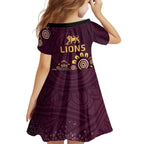 Brisbane Lions Football Family Matching Summer Maxi Dress and Hawaiian Shirt Aboriginal Dot and Spiral Art