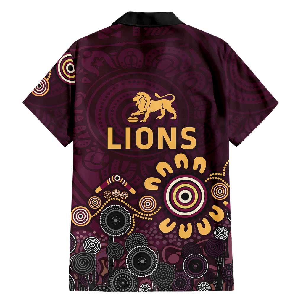 Brisbane Lions Football Family Matching Summer Maxi Dress and Hawaiian Shirt Aboriginal Dot and Spiral Art