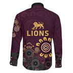 Brisbane Lions Football Family Matching Summer Maxi Dress and Hawaiian Shirt Aboriginal Dot and Spiral Art
