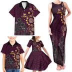 Brisbane Lions Football Family Matching Tank Maxi Dress and Hawaiian Shirt Aboriginal Dot and Spiral Art
