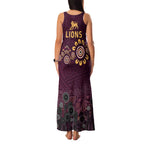 Brisbane Lions Football Family Matching Tank Maxi Dress and Hawaiian Shirt Aboriginal Dot and Spiral Art