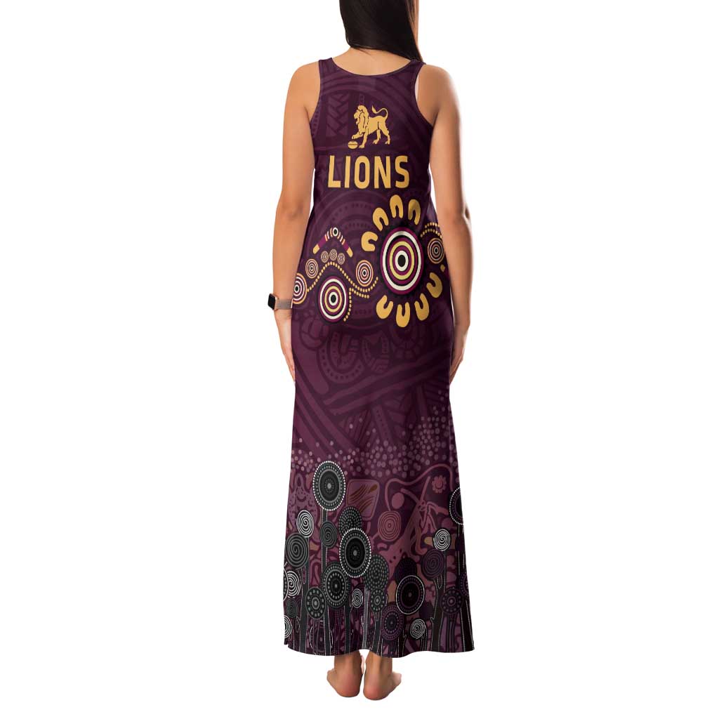 Brisbane Lions Football Family Matching Tank Maxi Dress and Hawaiian Shirt Aboriginal Dot and Spiral Art