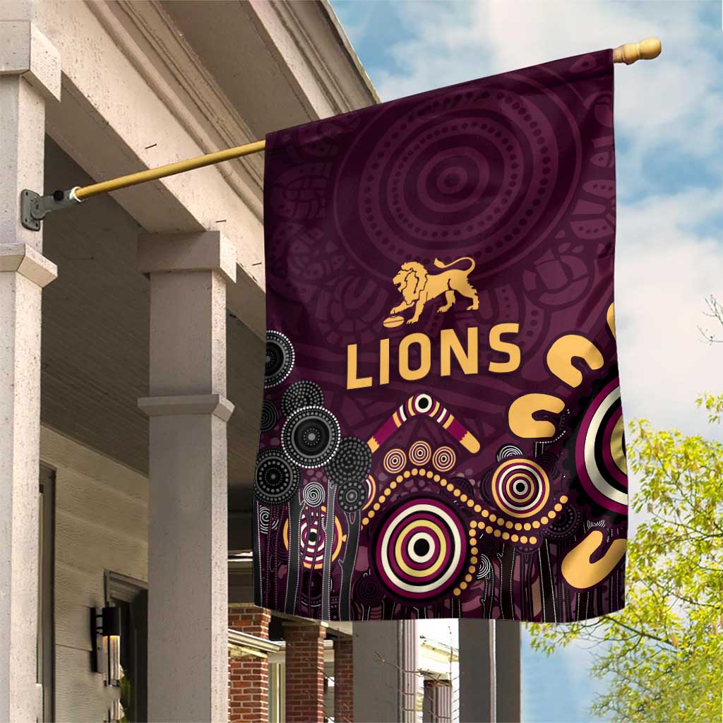 Brisbane Lions Football Garden Flag Aboriginal Dot and Spiral Art