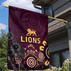 Brisbane Lions Football Garden Flag Aboriginal Dot and Spiral Art