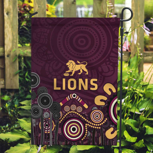 Brisbane Lions Football Garden Flag Aboriginal Dot and Spiral Art