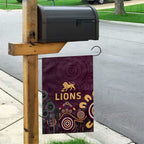 Brisbane Lions Football Garden Flag Aboriginal Dot and Spiral Art