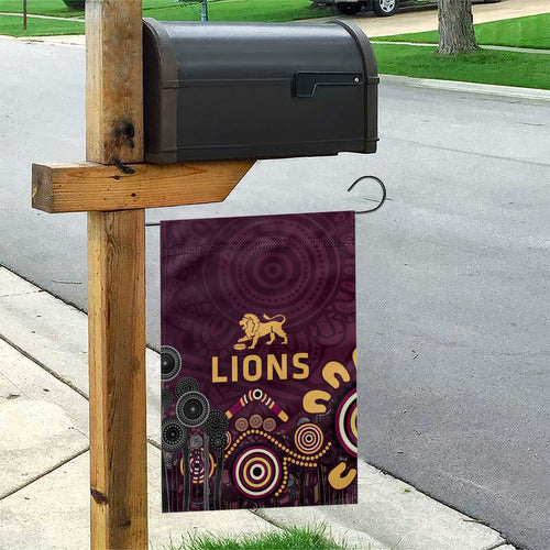 Brisbane Lions Football Garden Flag Aboriginal Dot and Spiral Art