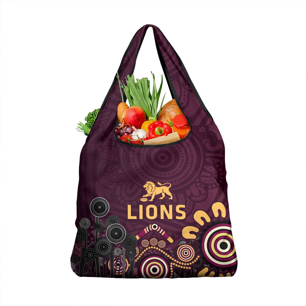 Brisbane Lions Football Grocery Bag Aboriginal Dot and Spiral Art