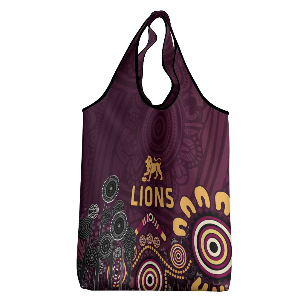 Brisbane Lions Football Grocery Bag Aboriginal Dot and Spiral Art