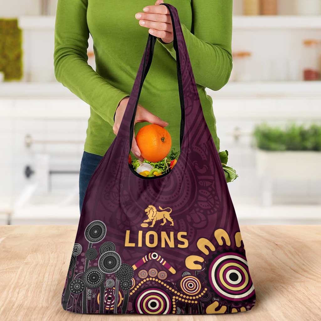 Brisbane Lions Football Grocery Bag Aboriginal Dot and Spiral Art