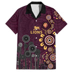 Brisbane Lions Football Hawaiian Shirt Aboriginal Dot and Spiral Art