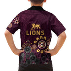 Brisbane Lions Football Hawaiian Shirt Aboriginal Dot and Spiral Art
