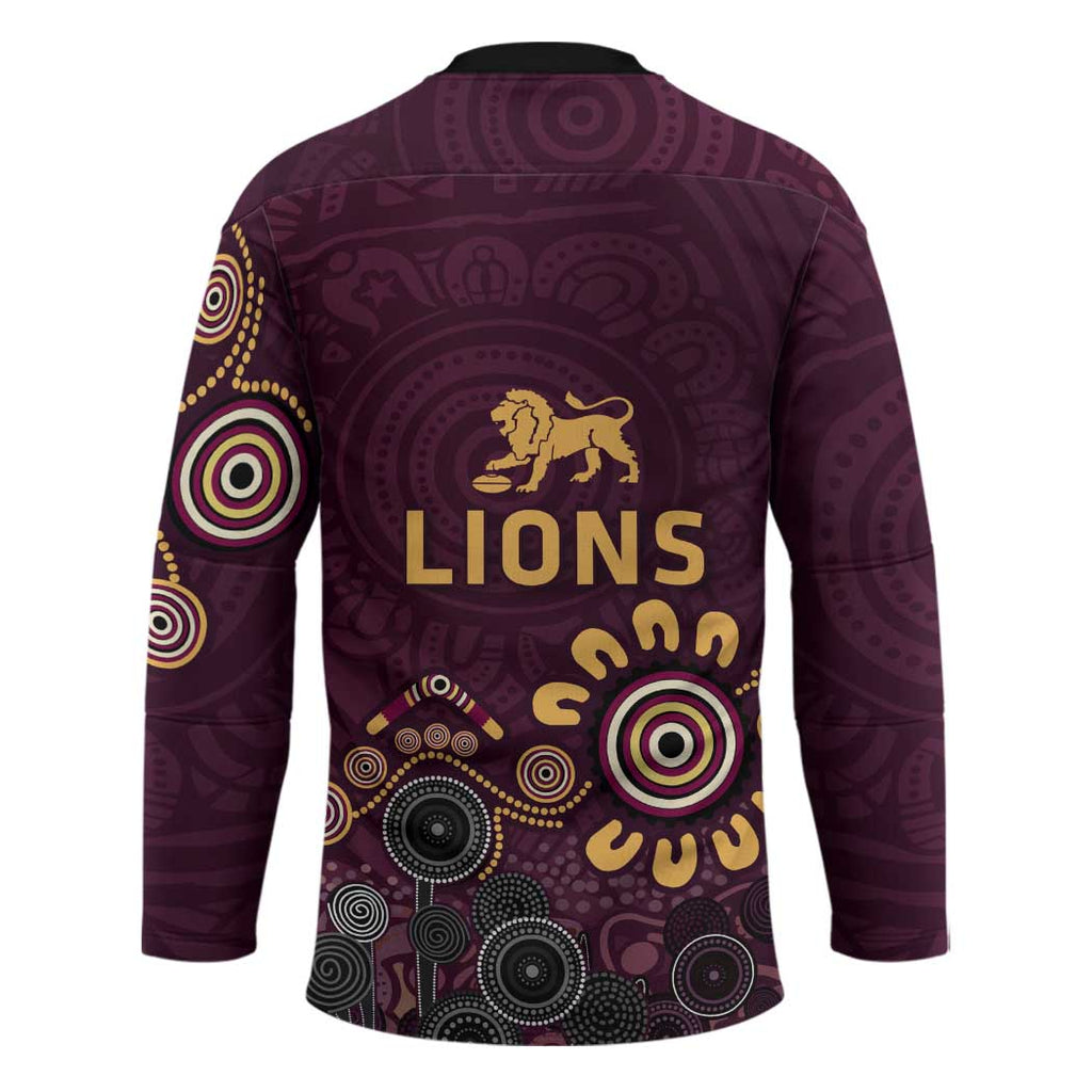 Brisbane Lions Football Hockey Jersey Aboriginal Dot and Spiral Art