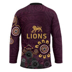 Brisbane Lions Football Hockey Jersey Aboriginal Dot and Spiral Art