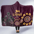 Brisbane Lions Football Hooded Blanket Aboriginal Dot and Spiral Art