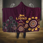 Brisbane Lions Football Hooded Blanket Aboriginal Dot and Spiral Art