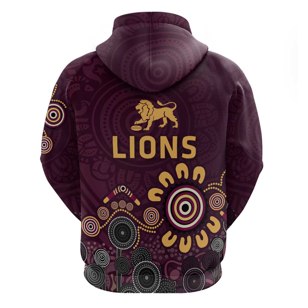 Brisbane Lions Football Hoodie Aboriginal Dot and Spiral Art