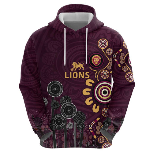 Brisbane Lions Football Hoodie Aboriginal Dot and Spiral Art