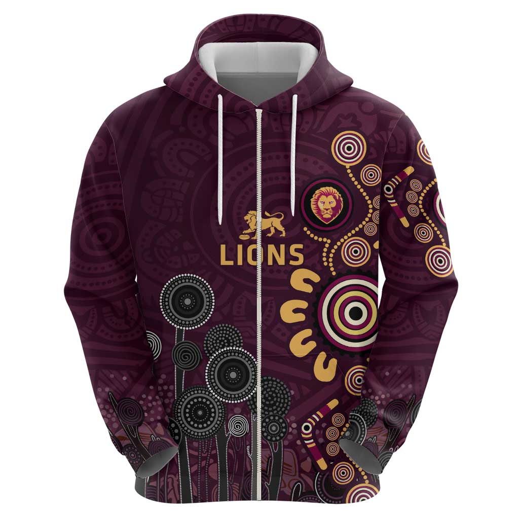 Brisbane Lions Football Hoodie Aboriginal Dot and Spiral Art