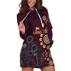 Brisbane Lions Football Hoodie Dress Aboriginal Dot and Spiral Art