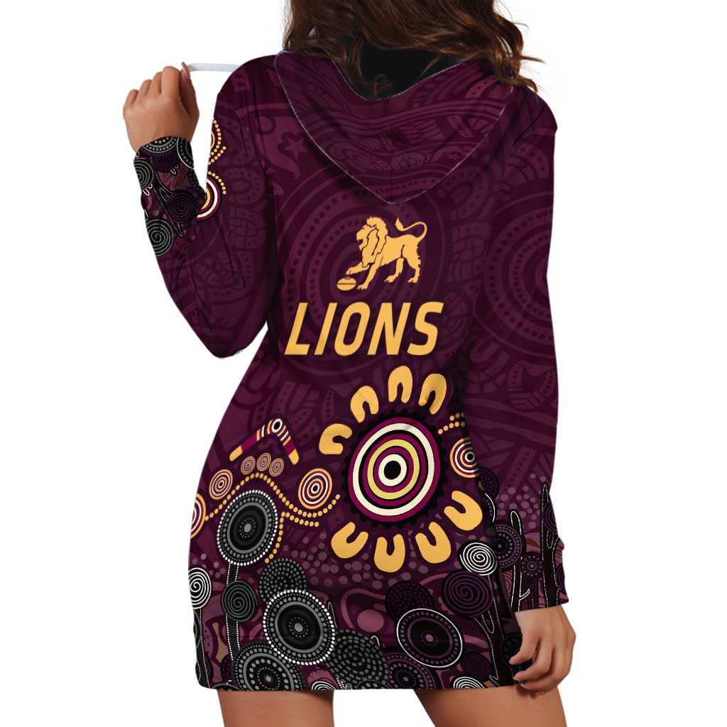 Brisbane Lions Football Hoodie Dress Aboriginal Dot and Spiral Art