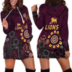 Brisbane Lions Football Hoodie Dress Aboriginal Dot and Spiral Art