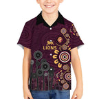 Brisbane Lions Football Kid Hawaiian Shirt Aboriginal Dot and Spiral Art