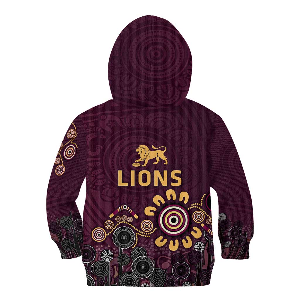 Brisbane Lions Football Kid Hoodie Aboriginal Dot and Spiral Art