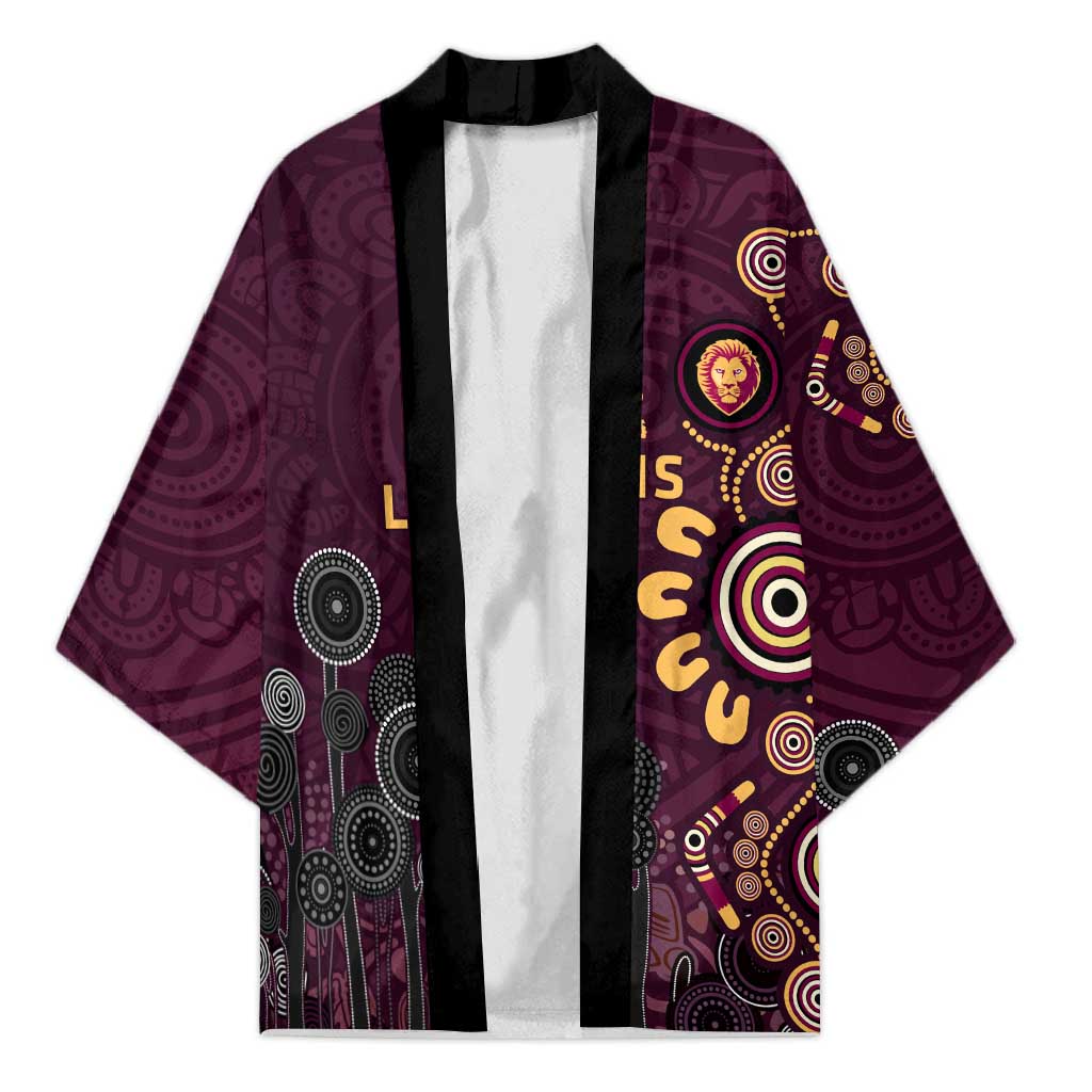 Brisbane Lions Football Kimono Aboriginal Dot and Spiral Art