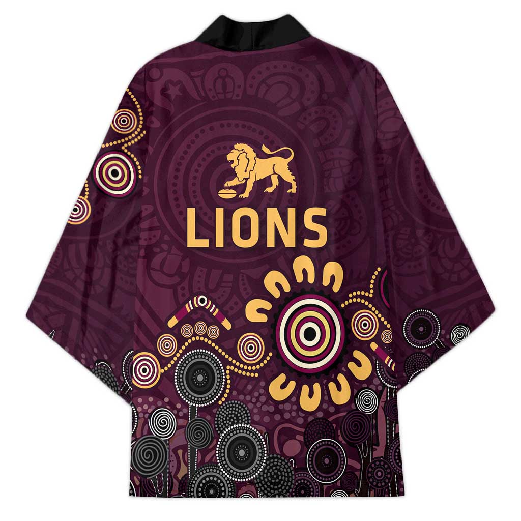 Brisbane Lions Football Kimono Aboriginal Dot and Spiral Art
