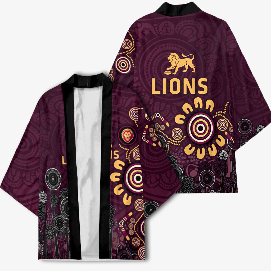 Brisbane Lions Football Kimono Aboriginal Dot and Spiral Art